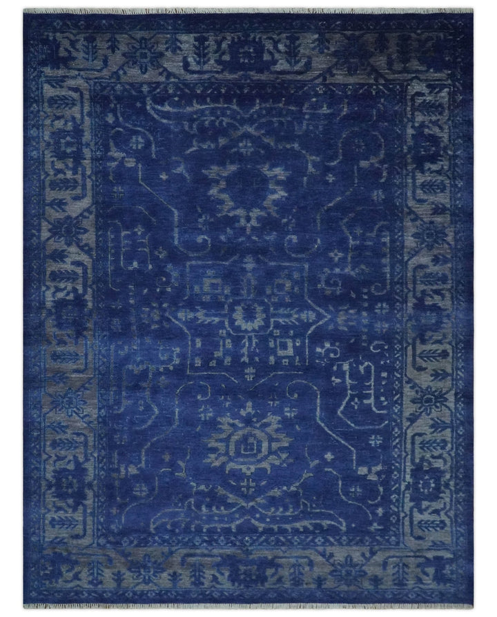 Ready to Ship Blue and Gray Hand knotted Oushak 8x10 and 9x12 wool Area Rug - The Rug Decor