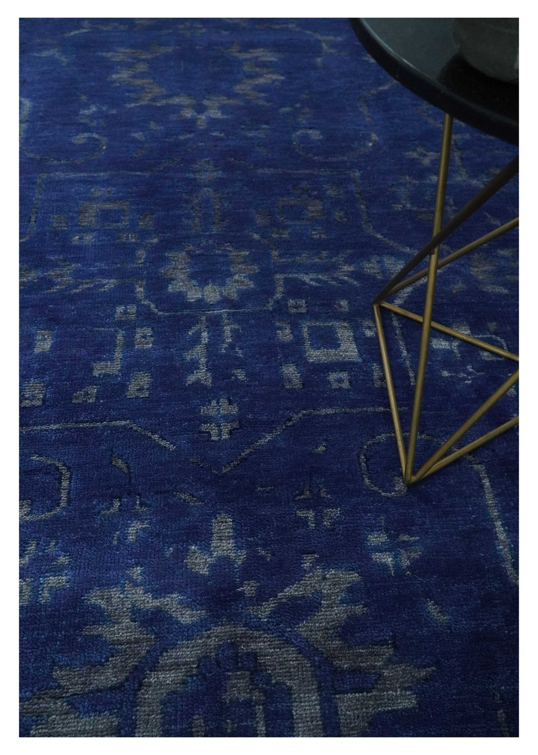 Ready to Ship Blue and Gray Hand knotted Oushak 8x10 and 9x12 wool Area Rug - The Rug Decor