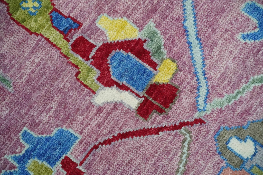 Ready to Ship Pink Modern Oushak Rug Wool Blue Colorful Hand knotted Area Rug - The Rug Decor