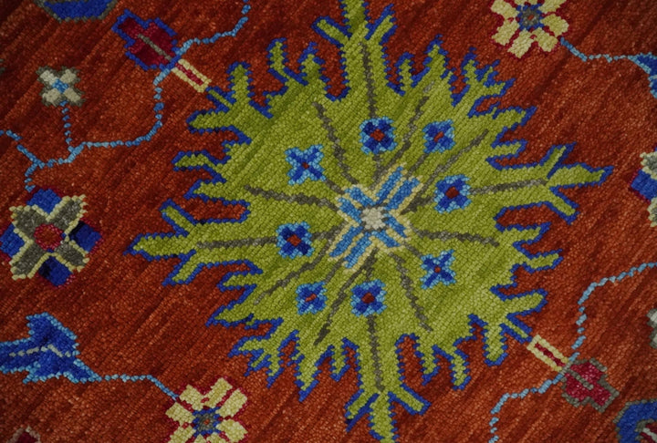 Red and Ivory Vibrant colorful Hand knotted Traditional Oushak 9x12 Wool Area Rug - The Rug Decor
