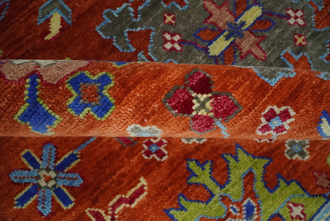 Red and Ivory Vibrant colorful Hand knotted Traditional Oushak 9x12 Wool Area Rug - The Rug Decor