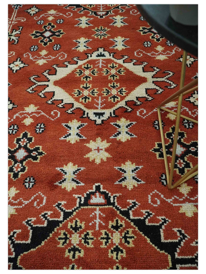 Red, Black and Beige Traditional Oriental Hand Knotted Custom Made Wool Area Rug - The Rug Decor