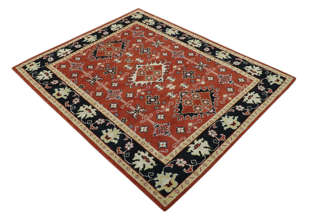 Red, Black and Beige Traditional Oriental Hand Knotted Custom Made Wool Area Rug - The Rug Decor