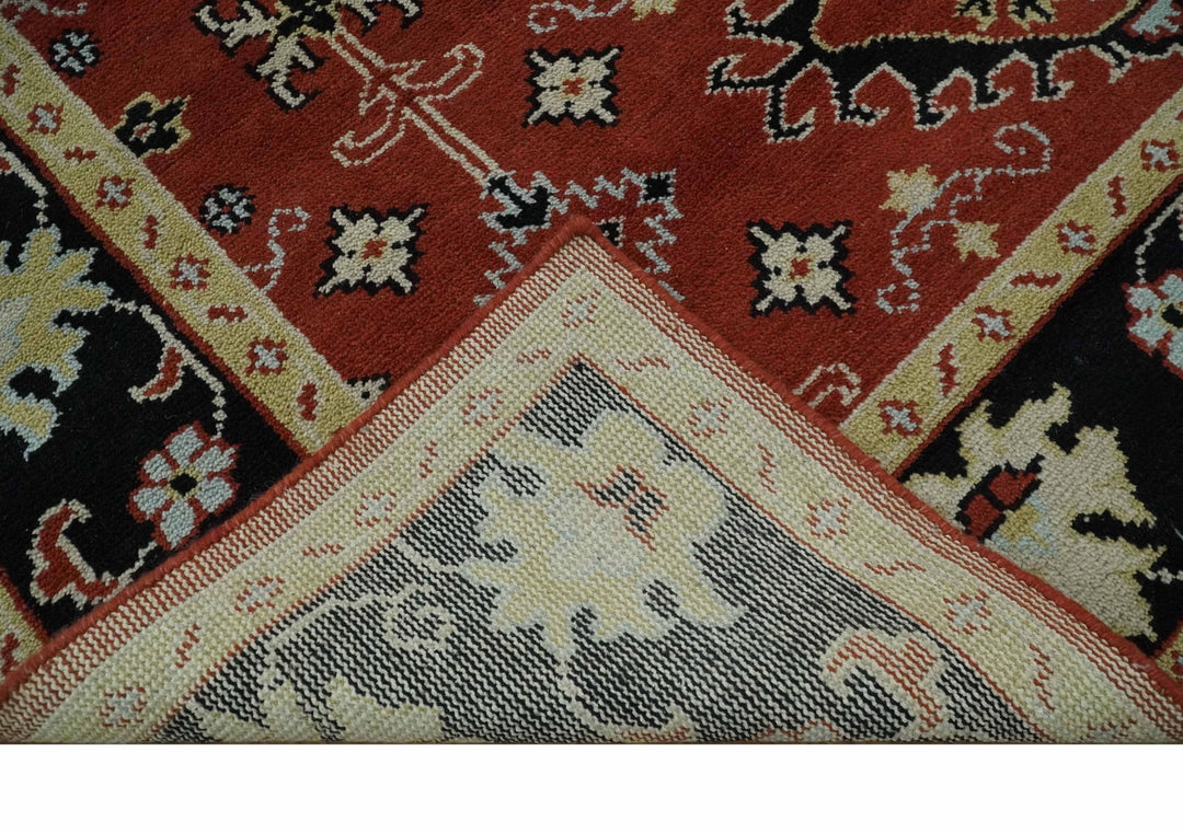 Red, Black and Beige Traditional Oriental Hand Knotted Custom Made Wool Area Rug - The Rug Decor