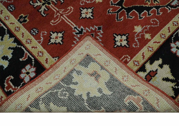 Red, Black and Beige Traditional Oriental Hand Knotted Custom Made Wool Area Rug - The Rug Decor