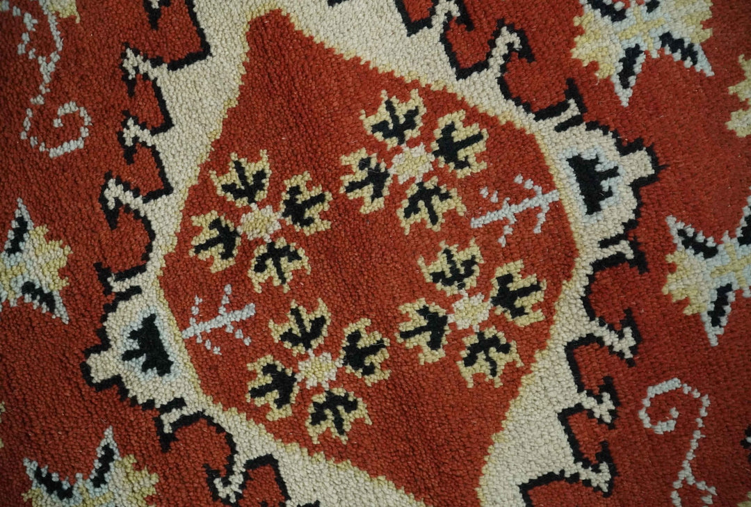 Red, Black and Beige Traditional Oriental Hand Knotted Custom Made Wool Area Rug - The Rug Decor