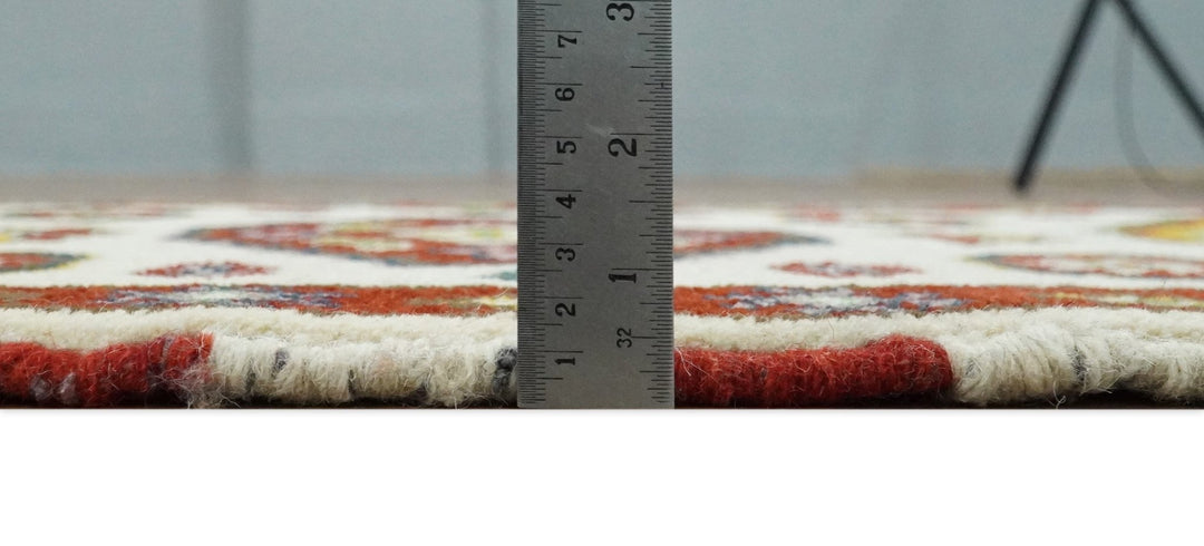 Runner 2x4 Ivory and Red Wool Hand Knotted traditional Persian Vintage Antique Southwestern Kazak | TRDCP29524 - The Rug Decor