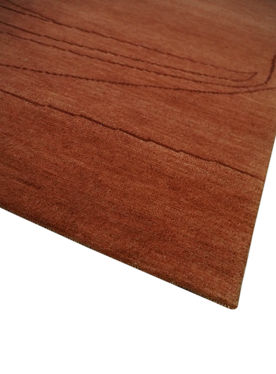 Rust and Brown Modern Stripes Design Hand loom 4x6 wool Area Rug - The Rug Decor