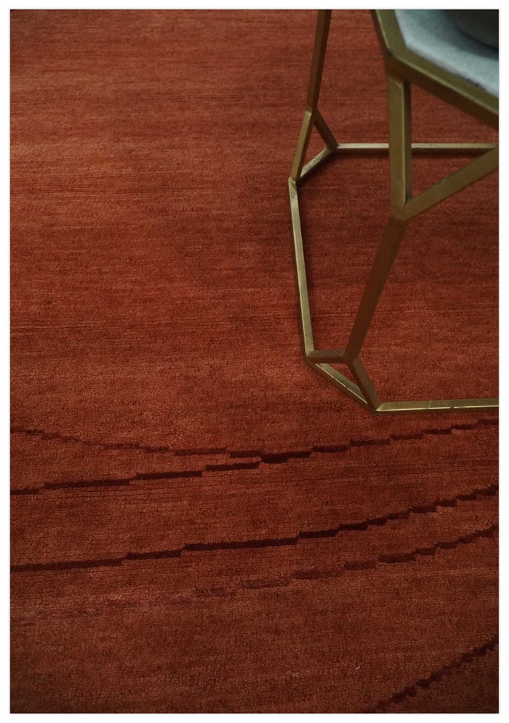 Rust and Brown Modern Stripes Design Hand loom 4x6 wool Area Rug - The Rug Decor