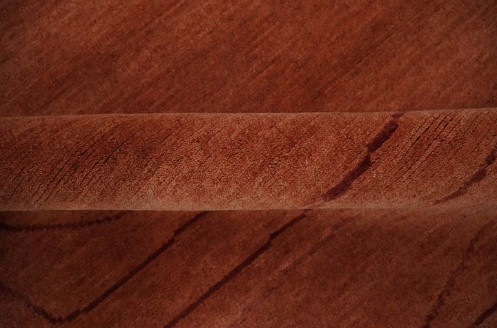 Rust and Brown Modern Stripes Design Hand loom 4x6 wool Area Rug - The Rug Decor