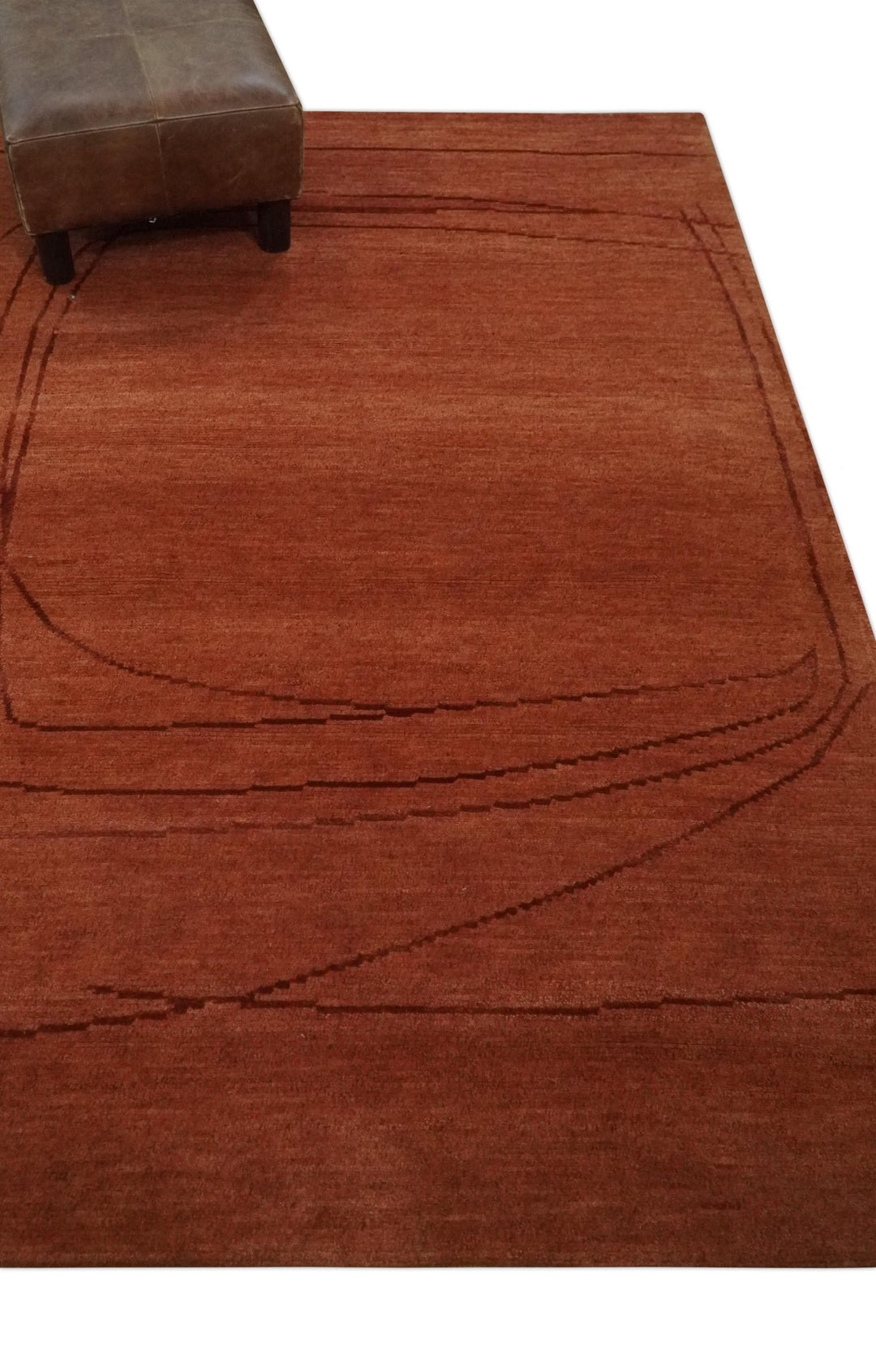 Rust and Brown Modern Stripes Design Hand loom 4x6 wool Area Rug - The Rug Decor