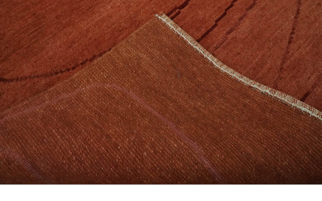 Rust and Brown Modern Stripes Design Hand loom 4x6 wool Area Rug - The Rug Decor