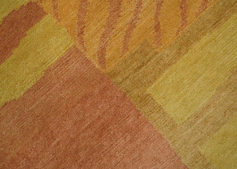 Rust, Gold, Brown and Mustard Modern Geometrical Blocks Hand loom 5x8 wool Area Rug - The Rug Decor