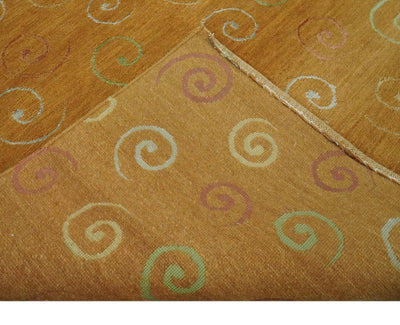 Rust, Gold, Silver and Green snail Design Hand loom 5x8 wool and Art Silk Area Rug - The Rug Decor