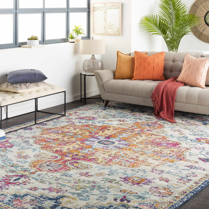 Rust, Ivory and Teal Traditional Medallion Heriz Multi size Turkish Design area Rug - The Rug Decor