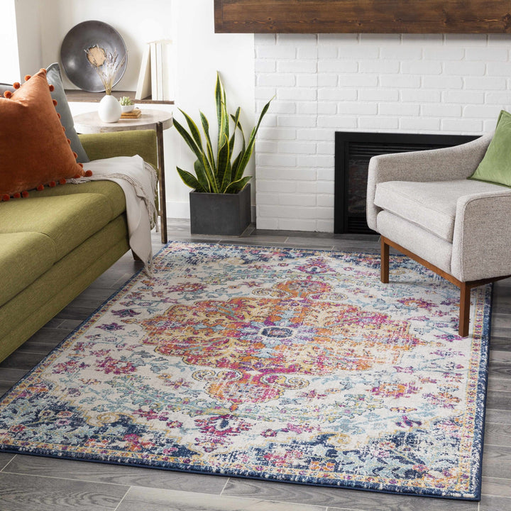 Rust, Ivory and Teal Traditional Medallion Heriz Multi size Turkish Design area Rug - The Rug Decor