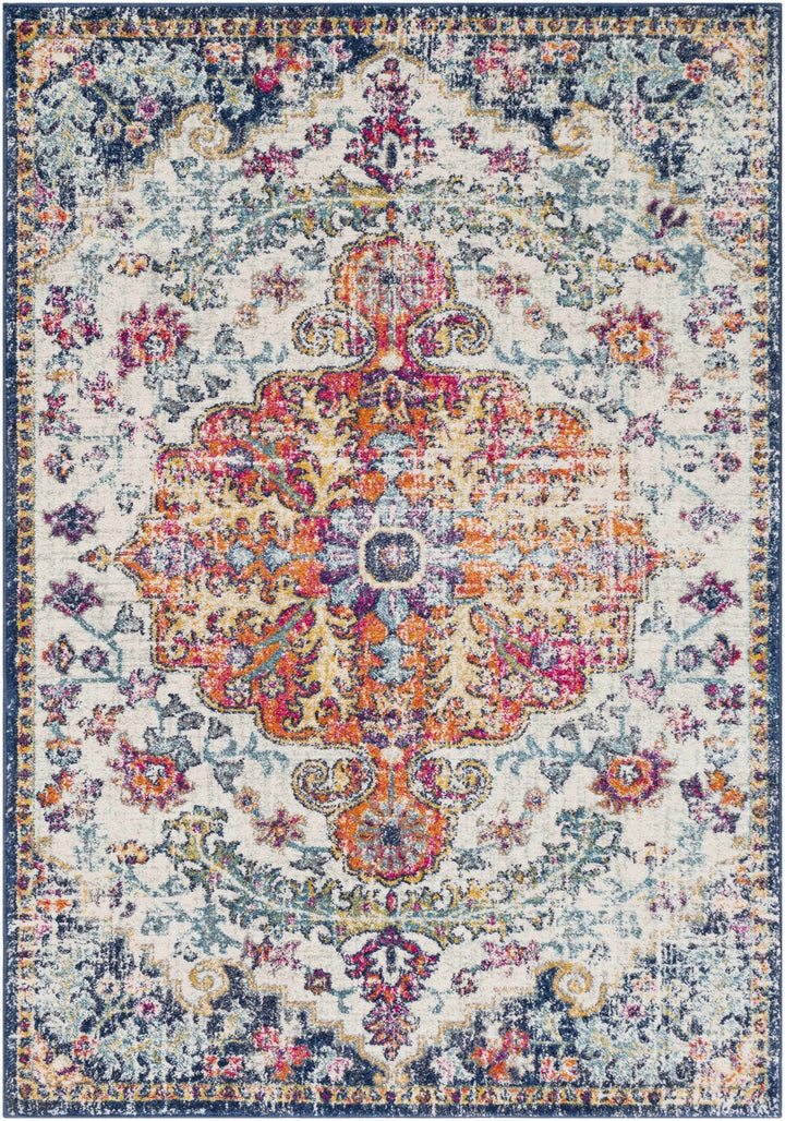 Rust, Ivory and Teal Traditional Medallion Heriz Multi size Turkish Design area Rug - The Rug Decor