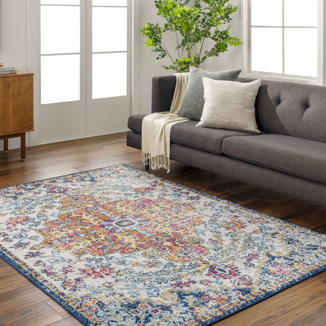 Rust, Ivory and Teal Traditional Medallion Heriz Multi size Turkish Design area Rug - The Rug Decor