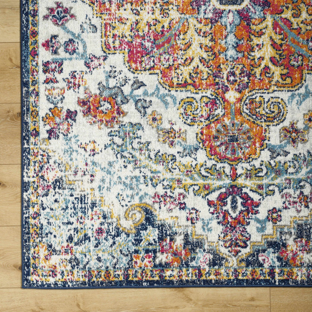 Rust, Ivory and Teal Traditional Medallion Heriz Multi size Turkish Design area Rug - The Rug Decor