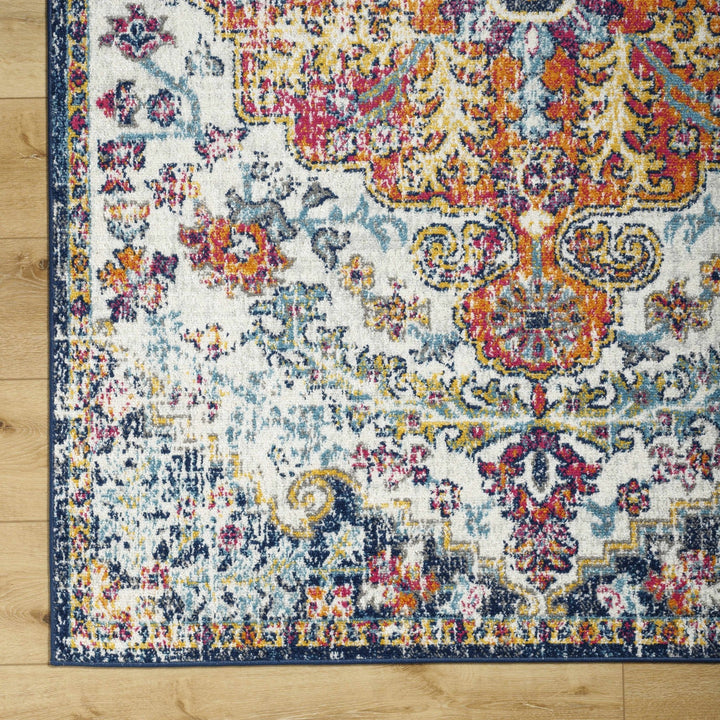 Rust, Ivory and Teal Traditional Medallion Heriz Multi size Turkish Design area Rug - The Rug Decor