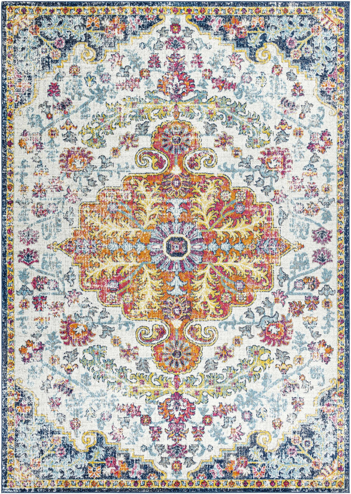 Rust, Ivory and Teal Traditional Medallion Heriz Multi size Turkish Design area Rug - The Rug Decor