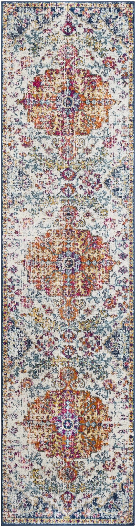 Rust, Ivory and Teal Traditional Medallion Heriz Multi size Turkish Design area Rug - The Rug Decor