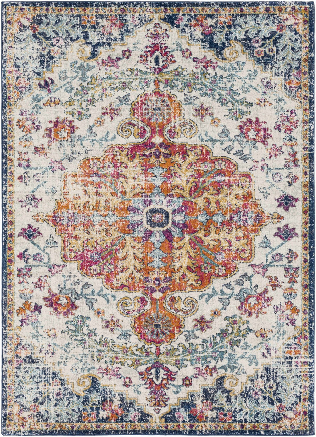 Rust, Ivory and Teal Traditional Medallion Heriz Multi size Turkish Design area Rug - The Rug Decor