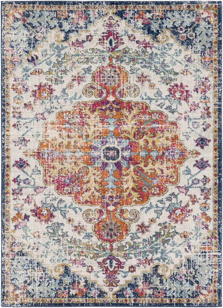 Rust, Ivory and Teal Traditional Medallion Heriz Multi size Turkish Design area Rug - The Rug Decor