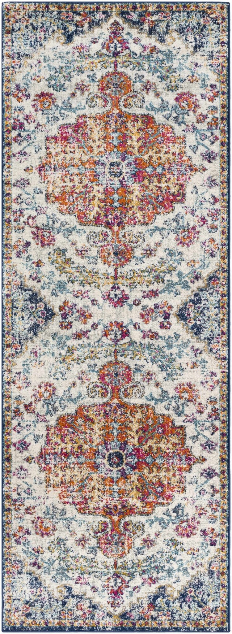 Rust, Ivory and Teal Traditional Medallion Heriz Multi size Turkish Design area Rug - The Rug Decor
