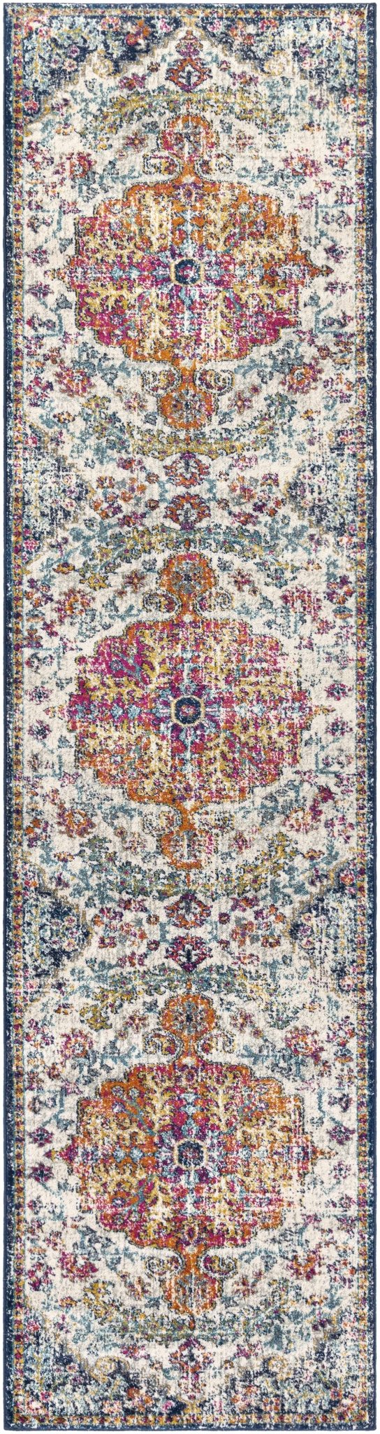 Rust, Ivory and Teal Traditional Medallion Heriz Multi size Turkish Design area Rug - The Rug Decor