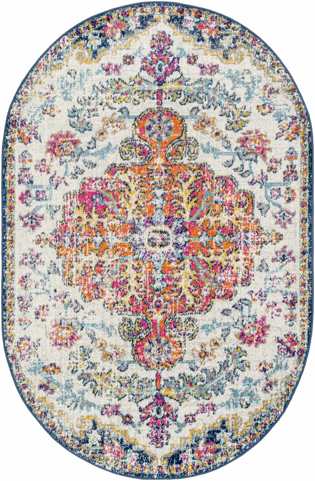 Rust, Ivory and Teal Traditional Medallion Heriz Multi size Turkish Design area Rug - The Rug Decor