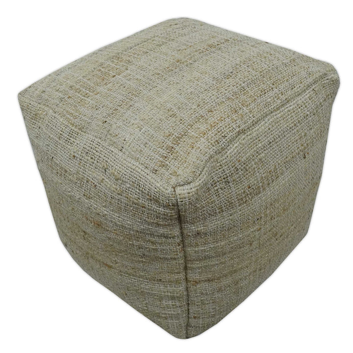 Sand Boho Farmhouse Natural Brown and Beige Jute Pouf Ottoman | TRD130P - The Rug Decor
