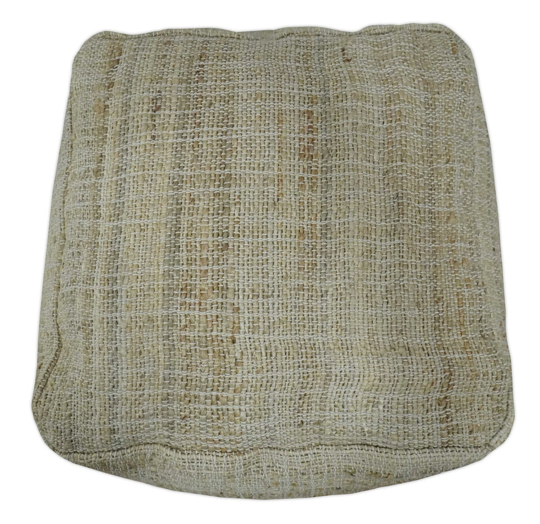 Sand Boho Farmhouse Natural Brown and Beige Jute Pouf Ottoman | TRD130P - The Rug Decor