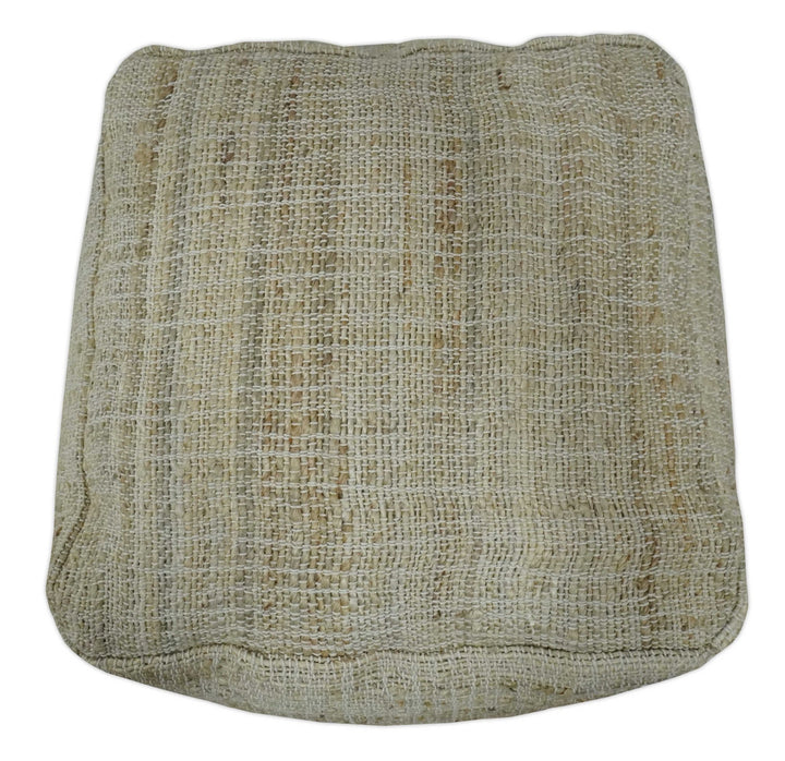 Sand Boho Farmhouse Natural Brown and Beige Jute Pouf Ottoman | TRD130P - The Rug Decor