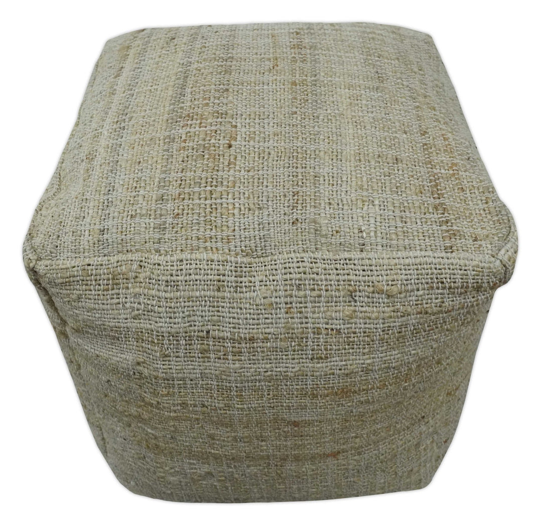 Sand Boho Farmhouse Natural Brown and Beige Jute Pouf Ottoman | TRD130P - The Rug Decor
