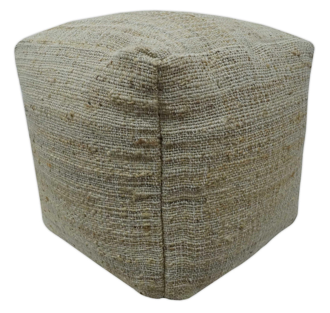 Sand Boho Farmhouse Natural Brown and Beige Jute Pouf Ottoman | TRD130P - The Rug Decor
