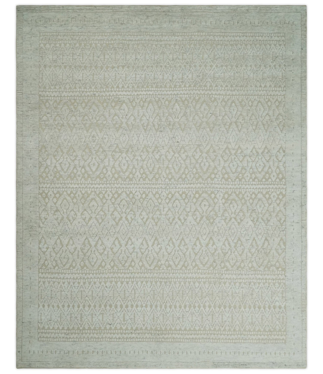 Shabby Chic 8x10 Hand Knotted Woolen Modern Contemporary Beige and Ivory Tribal Area Rug | TRI53742 - The Rug Decor