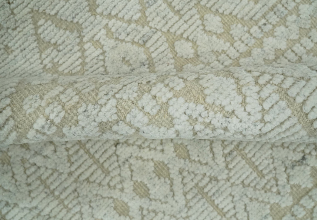 Shabby Chic 8x10 Hand Knotted Woolen Modern Contemporary Beige and Ivory Tribal Area Rug | TRI53742 - The Rug Decor