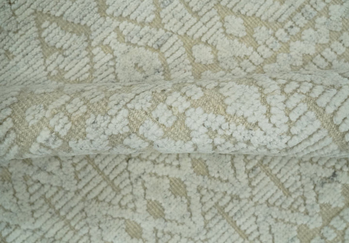 Shabby Chic 8x10 Hand Knotted Woolen Modern Contemporary Beige and Ivory Tribal Area Rug | TRI53742 - The Rug Decor