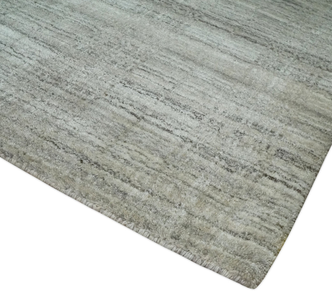 Shaded Beige, Camel and Brown Scandinavian 8x10 Hand Made Blended Wool Flatwoven Area Rug | KE34 - The Rug Decor