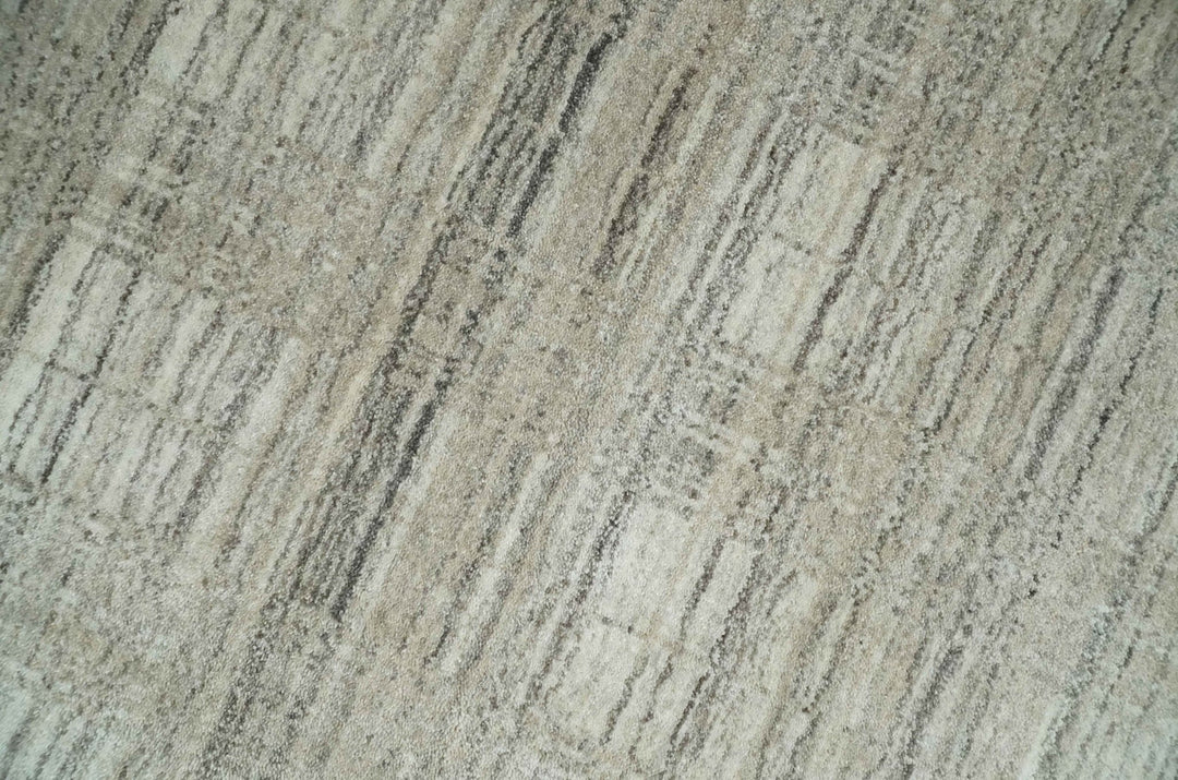 Shaded Beige, Camel and Brown Scandinavian 8x10 Hand Made Blended Wool Flatwoven Area Rug | KE34 - The Rug Decor