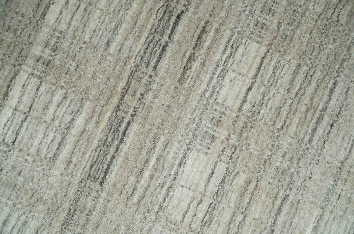 Shaded Beige, Camel and Brown Scandinavian 8x10 Hand Made Blended Wool Flatwoven Area Rug | KE34 - The Rug Decor