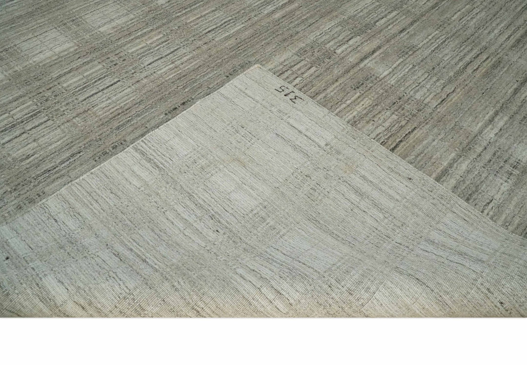 Shaded Beige, Camel and Brown Scandinavian 8x10 Hand Made Blended Wool Flatwoven Area Rug | KE34 - The Rug Decor
