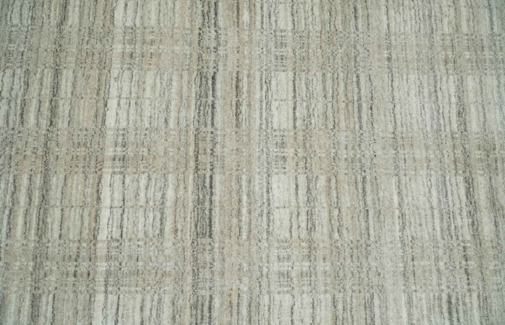 Shaded Beige, Camel and Brown Scandinavian 8x10 Hand Made Blended Wool Flatwoven Area Rug | KE34 - The Rug Decor