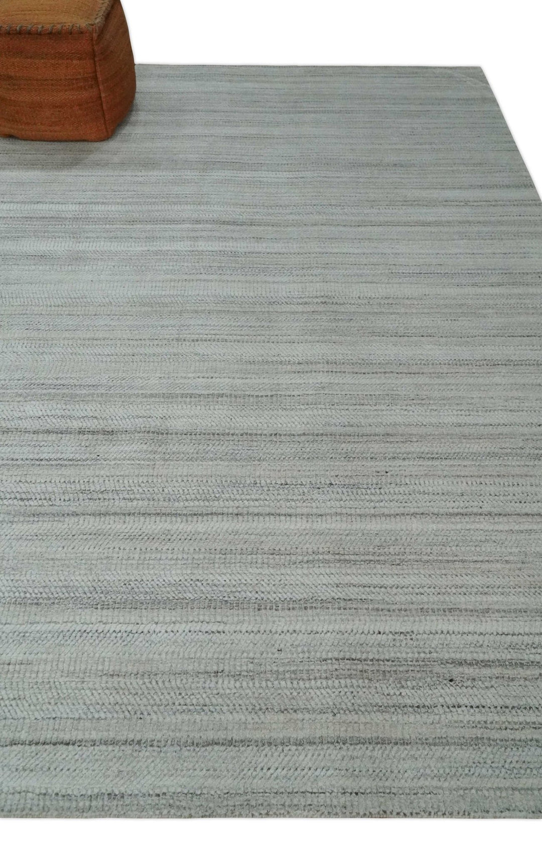 Shaded Beige, Camel and Brown Scandinavian 8x10 Hand Made Blended Wool Flatwoven Area Rug | KE4 - The Rug Decor