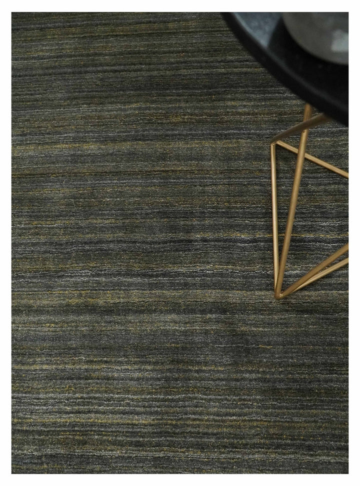 Shaded Olive and Gray Scandinavian 5x7 Blended bamboo Silk Flatwoven Area Rug | HL43 - The Rug Decor