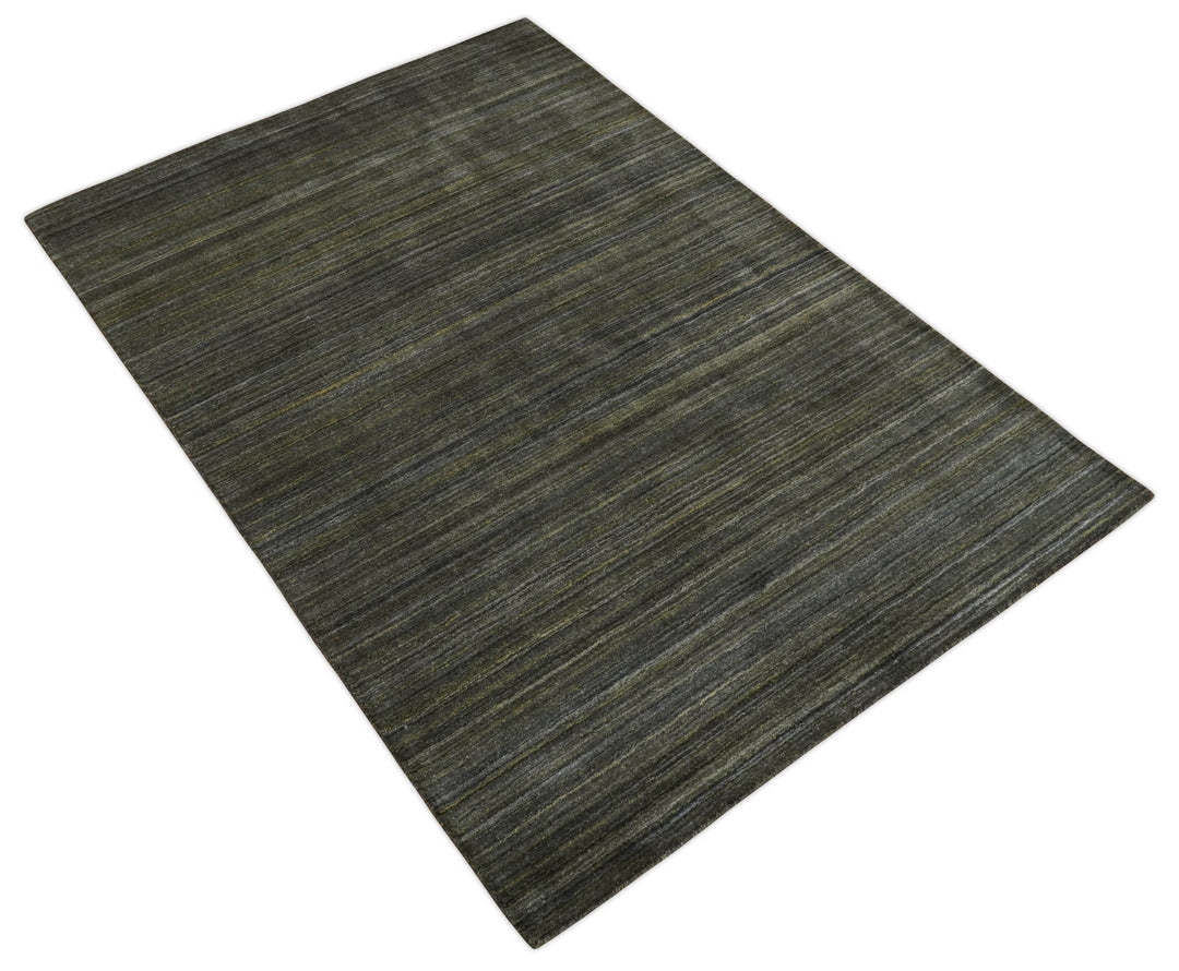 Shaded Olive and Gray Scandinavian 5x7 Blended bamboo Silk Flatwoven Area Rug | HL43 - The Rug Decor
