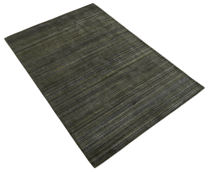 Shaded Olive and Gray Scandinavian 5x7 Blended bamboo Silk Flatwoven Area Rug | HL43 - The Rug Decor