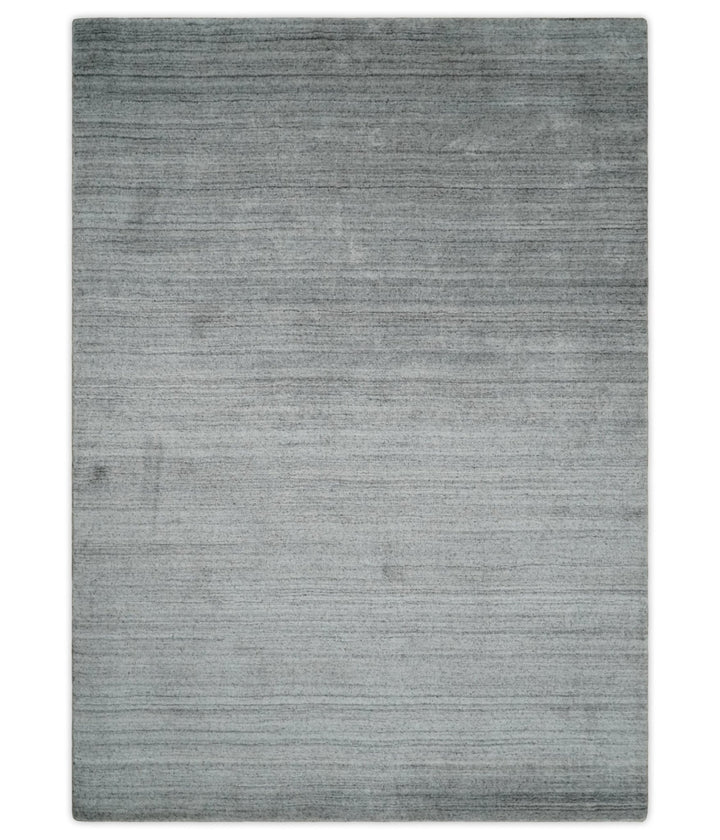 Shaded Silver Gray Scandinavian 5x7 Blended Bamboo Silk Flatwoven Area Rug, Dinning, Kids Rug | HL31 - The Rug Decor