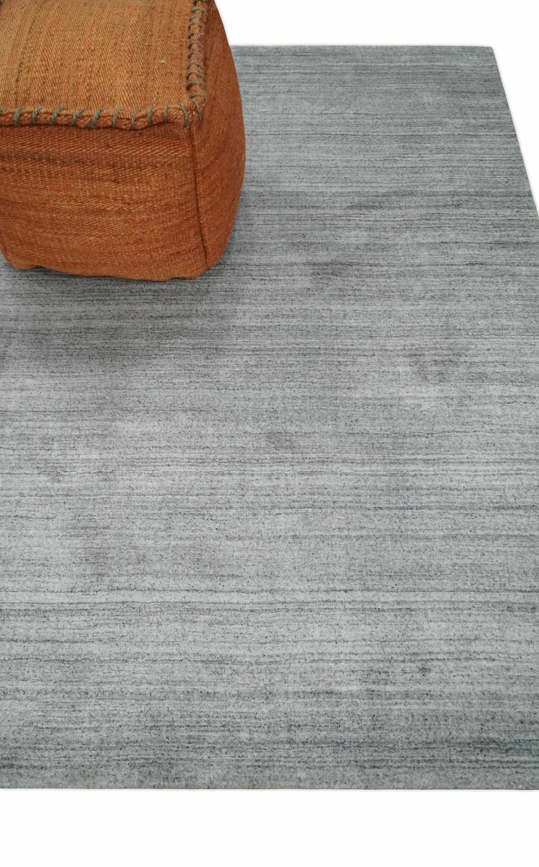 Shaded Silver Gray Scandinavian 5x7 Blended Bamboo Silk Flatwoven Area Rug, Dinning, Kids Rug | HL31 - The Rug Decor